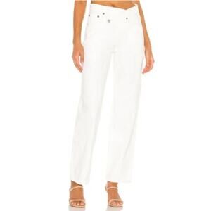 Agolde Jeans Women 23 Criss Cross Straight Eternal Distressed White Denim Casual